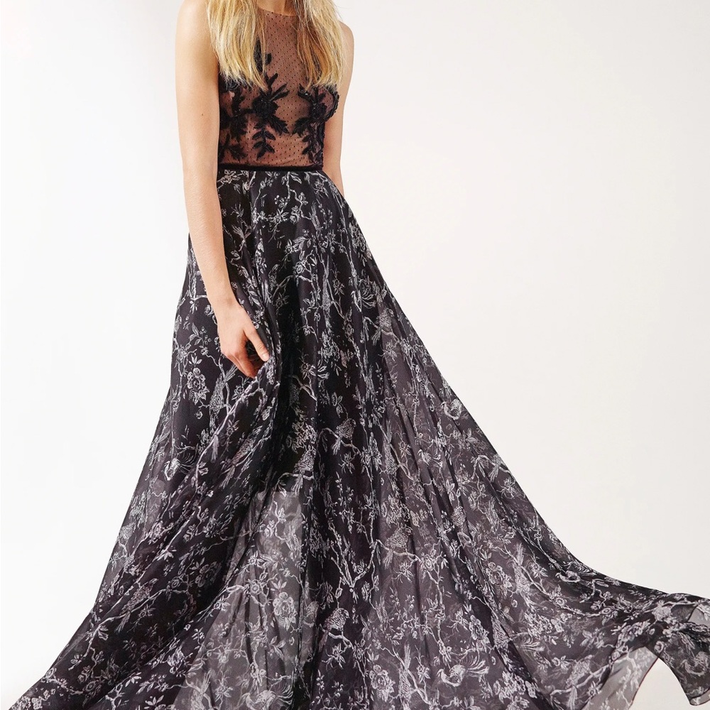 Sachin & Babi Elegant Black and White full length gown NWT